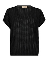 MOS MOSH Black Mmshani Plain V-Neck Knit | 170740
