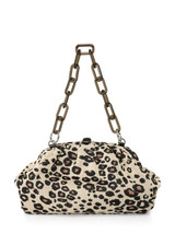 MARC CAIN COLLECTIONS Soft Cappuccino Knitted Clutch Bag With Leopard Print | ZC TL.01 M70