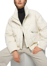 MARC CAIN COLLECTIONS Bright Ecru Quilted Down Jacket With Knitted Cuffs | ZC 12.09 W69