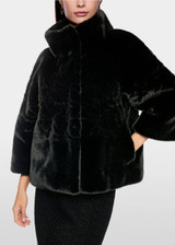 MARC CAIN COLLECTIONS Black Glam Faux Fur Jacket | ZG 12.01 W19