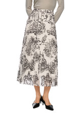 MARC CAIN COLLECTIONS Smoke Pleated Skirt With City Motif | ZC 71.20 W84
