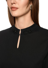 MARC CAIN COLLECTIONS Black Shirt With Sparkling Flowers | ZC 48.16 J14