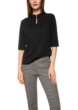 MARC CAIN COLLECTIONS Black Shirt With Sparkling Flowers | ZC 48.16 J14