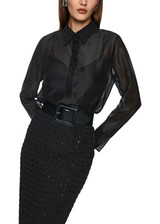 MARC CAIN COLLECTIONS Black Organza Blouse With Embroidery | ZC 51.23 W87