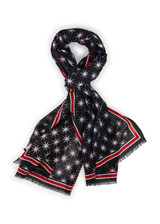 MARC CAIN SPORTS Black And White Woolen Scarf With Snowstar Print | ZS B4.07 Z52