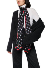 MARC CAIN SPORTS Black And White Woolen Scarf With Snowstar Print | ZS B4.07 Z52