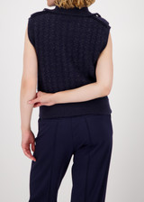 MONARI Blue Knitted Tweed Waistcoat With Sequins | 809107