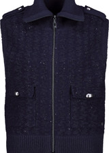MONARI Blue Knitted Tweed Waistcoat With Sequins | 809107