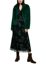 MARC CAIN COLLECTIONS Dark Jade Green Cosy Faux Fur Jacket | ZC 12.07 W64