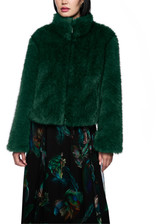 MARC CAIN COLLECTIONS Dark Jade Green Cosy Faux Fur Jacket | ZC 12.07 W64