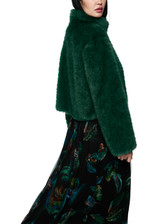 MARC CAIN COLLECTIONS Dark Jade Green Cosy Faux Fur Jacket | ZC 12.07 W64
