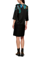 MARC CAIN COLLECTIONS Dark Jade Green Dress With Feather Print | ZC 21.34 W85
