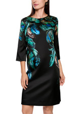 MARC CAIN COLLECTIONS Dark Jade Green Dress With Feather Print | ZC 21.34 W85