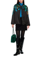 MARC CAIN COLLECTIONS Dark Jade Green Blouson With Feather Print | ZC 31.17 W85