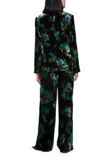 MARC CAIN COLLECTIONS Dark Jade Green Warri Velvet Trousers With Print | ZC 81.30 W79