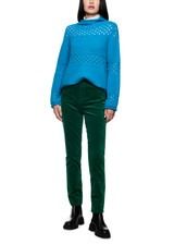 MARC CAIN COLLECTIONS Dark Jade Green Siena Slip-On Trousers In Velvet | ZC 81.31 W48