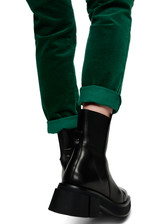 MARC CAIN COLLECTIONS Dark Jade Green Siena Slip-On Trousers In Velvet | ZC 81.31 W48