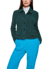 MARC CAIN COLLECTIONS Dark Jade Green Knitted In Germany Cardigan With Lurex | ZC 39.20 M64