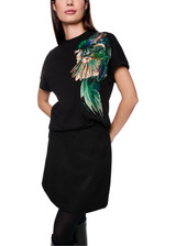 MARC CAIN COLLECTIONS Black Cotton Shirt With Feather Print | ZC 48.23 J45