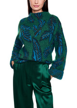 MARC CAIN COLLECTIONS Dark Jade Green Knitted In Germany Jacquard Jumper | ZC 41.43 M63