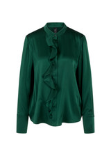 MARC CAIN COLLECTIONS Dark Jade Green Silk Blouse With Flounce | ZC 51.24 W78