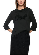 MARC CAIN COLLECTIONS Black T-Shirt Made From Organic Cotton | ZC 48.14 J43