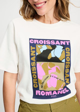 POM AMSTERDAM White Tshirt - Croissant Romance | SP9249