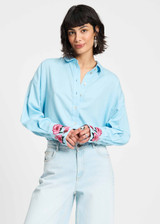 POM AMSTERDAM Blue Blouse - Sky Blue Melange | SP9283