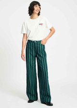 POM AMSTERDAM Green Jeans - Denim Striped | SP9305