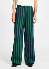 POM AMSTERDAM Green Jeans - Denim Striped | SP9305
