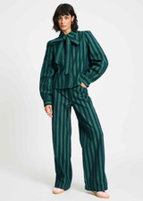 POM AMSTERDAM Green Jeans - Denim Striped | SP9305