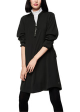MARC CAIN SPORTS Black Dress With Zip And Gathered Detail | ZS 21.23 W48