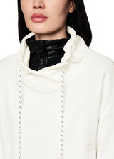 MARC CAIN SPORTS Off-White Chenille Sweater With Drawstring Neck | ZS 44.13 J70