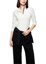 MARC CAIN SPORTS Off-White Ribbed Shirt With Shiny Collar | ZS 48.44 J55