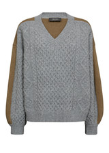 MOS MOSH Grey Melange Beth Ottili V-Neck Knit | 173270