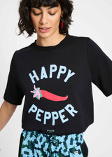 POM AMSTERDAM Black Tshirt - Garden Pepper | SP9271
