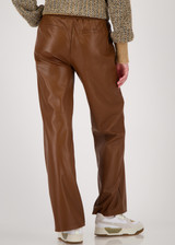 MONARI Brown Straight Leg Faux Leather Pants | 809270