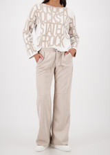 MONARI Beige Sweater With Text Pattern | 809499