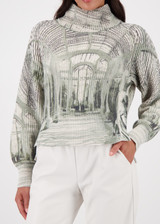 MONARI Green Knitted Sweater With Gallery Print | 809517