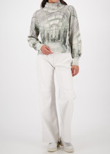 MONARI Green Knitted Sweater With Gallery Print | 809517