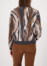MONARI Gray Knitted Jumper With Tiger Pattern | 809689