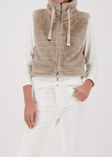 MONARI Beige Striped Fur Vest | 809278