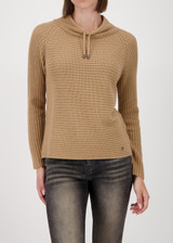 MONARI Brown Knitted Jumper With Stand-Up Collar | 809512