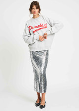 POM AMSTERDAM Grey Skirt - Sequins Silver | SP9296