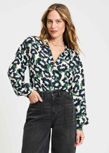 POM AMSTERDAM White Blouse - Violet Wild Flowers Ecru | SP9287
