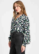 POM AMSTERDAM White Blouse - Violet Wild Flowers Ecru | SP9287
