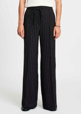 POM AMSTERDAM Black Pants - Noir Striped | SP9304