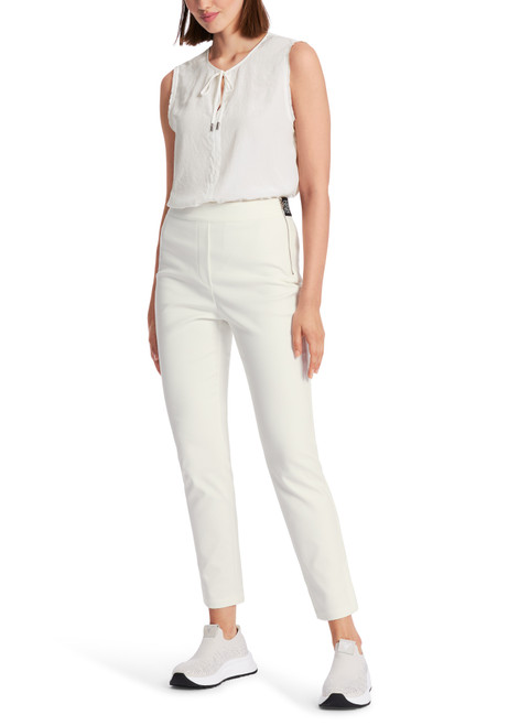 MARC CAIN Off White Knitted In Germany Check Top