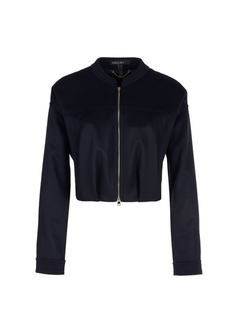 MARC CAIN Midnight Blue Wool And Cashmere Blouson Jacket MARC CAIN Midnight Blue Wool And Cashmere Blouson Jacket