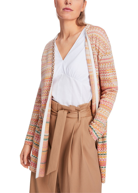 MARC CAIN Bright Toffee Open Front Cardigan Knitted In Germany